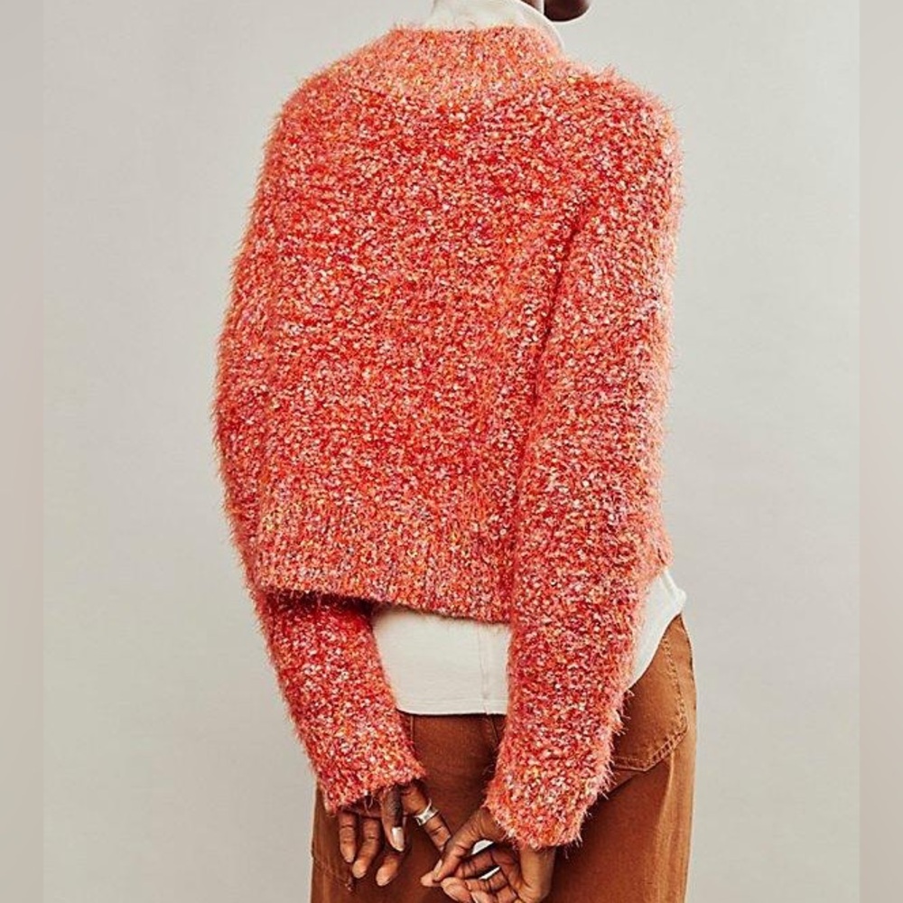 Free People Stardust Pullover Marled Mock Neck Sweater Flame Combo Large